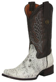 Womens Ranger Brown Cowboy Boots Cow Hair Leather - Square Toe