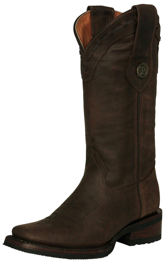 Womens Cassidy Brown Western Boots Leather Rubber Sole - Square Toe