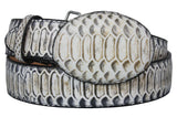 Natural Western Cowboy Belt Snake Print Leather - Rodeo Buckle
