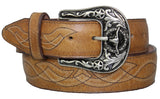 Honey Brown #215 Western Belt Embroidered Leather - Removable Buckle