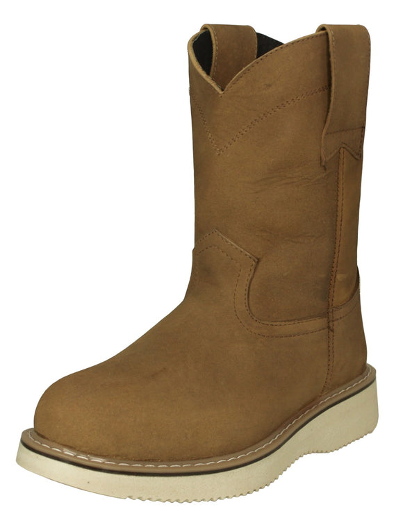 Mens 710RA Light Brown Work Boots Leather Pull On - Soft Toe