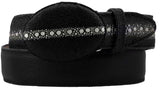 Mens Black Stingray Print Leather Belt - Removable Buckle