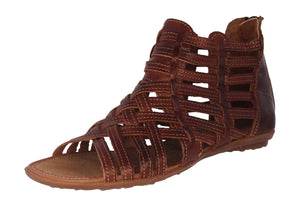 Womens Authentic Huaraches Real Leather Sandals Zipper Cognac - #200