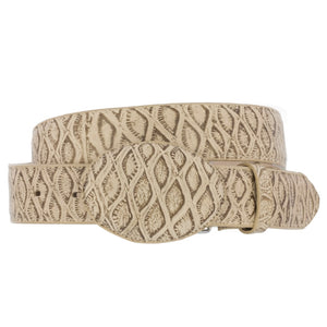Sand Western Cowboy Belt Anteater Print Leather - Rodeo Buckle