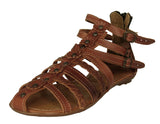 Womens Authentic Huaraches Real Leather Sandals Flowers Cognac - #226