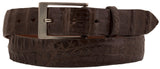 Brown Thin Cowboy Belt  Real Crocodile Skin - Silver Buckle