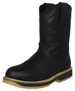 Mens 710SA Black Work Boots Leather Pull On - Soft Toe