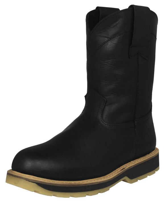 Mens 710SA Black Work Boots Leather Pull On - Soft Toe