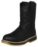 Mens 710SA Black Work Boots Leather Pull On - Soft Toe