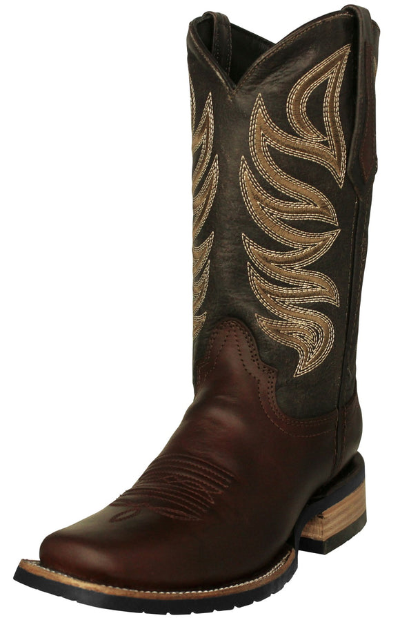 Mens #300 Chedron Western Boots Leather Rubber Soles - Square Toe