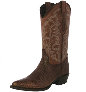 Mens Brown Teju Lizard Print Leather Cowboy Boots J Toe