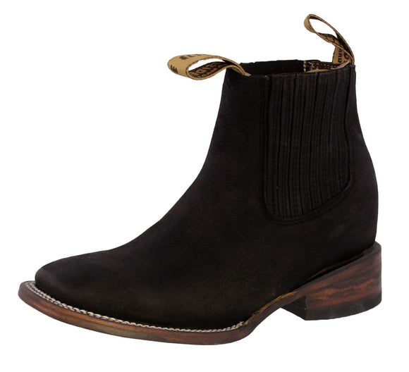 Womens #505 Black Chelsea Cowboy Boots Leather - Square Toe