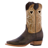 Womens Jesse Dark Brown Western Boots Classic Leather - Square Toe