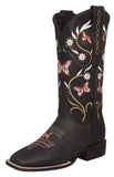 Womens Daisy Brown Cowboy Boots Leather - Square Toe