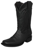 Mens Floater Black Western Boots Grain Leather - Square Toe