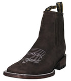 Mens #RGL4 Dark Brown Chelsea Ankle Boots Nubuck Leather - Square Toe