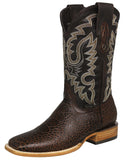 Mens Brown Western Boots Sea Turtle Print Leather - Square Toe