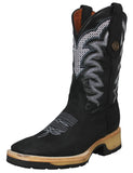 Mens #495 Black Cowboy Boots Leather - Square Toe