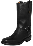 Mens Cooper Black Cowboy Boots Leather Harness - Square Toe