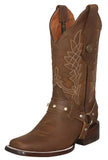 Womens Ida Light Brown Western Boots Leather Removable Straps - Square Toe