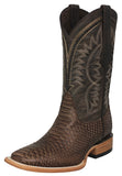 Mens #180N Brown Cowboy Boots Python Snake Print - Square Toe