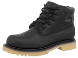 Mens Black Work Boots Leather Slip Resistant Lace Up Soft Toe - #600TR2