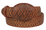 Cognac Western Cowboy Belt Anteater Print Leather - Rodeo Buckle