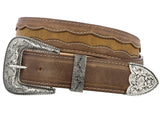 Brown #350 Western Belt Overlay Leather - Removable Buckle