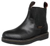 Mens #100RA Black Work Boots Leather Elastic Gusset  - Soft Toe