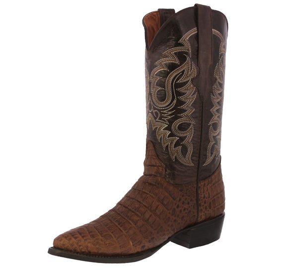 Mens #120 Brown Alligator Belly Print Leather Cowboy Boots - J Toe