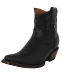 Womens Dixie Black Western Ankle Boots Leather - Snip Toe