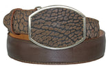 Brown #BULL Western Belt Bull Brown Print Leather - Removable Buckle