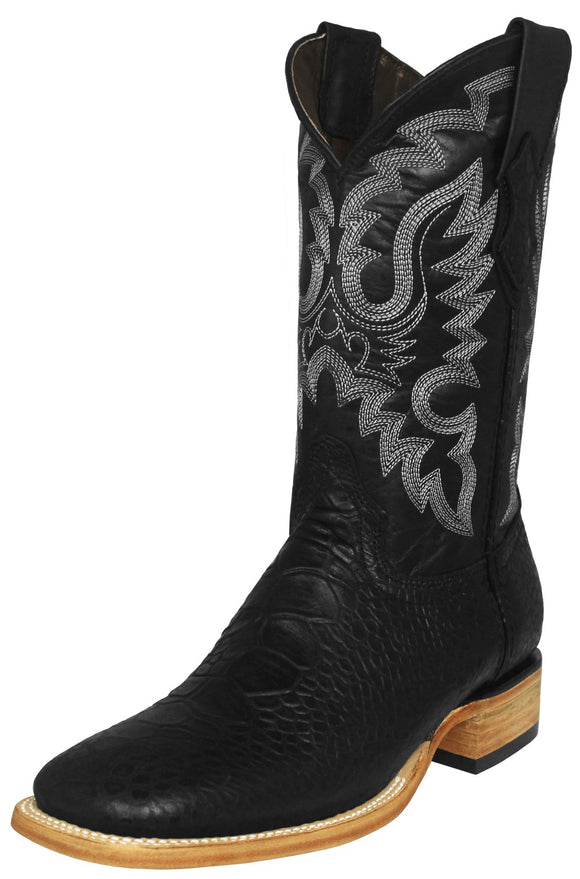 Mens Black Western Boots Sea Turtle Print Leather - Square Toe