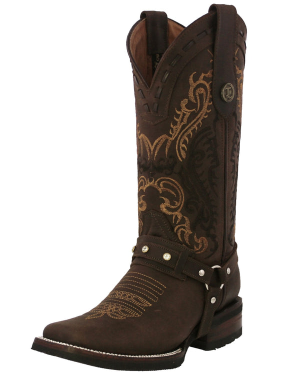 Womens Dallas Brown Western Boots Leather Boot Straps - Square Toe