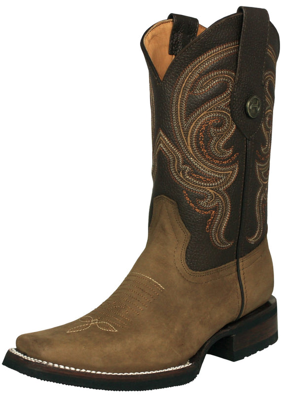 Mens #305 Light Brown Western Boots Leather Rubber Soles - Square Toe