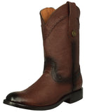 Mens Dean Brown Western Boots Leather Zipper - Roper Toe