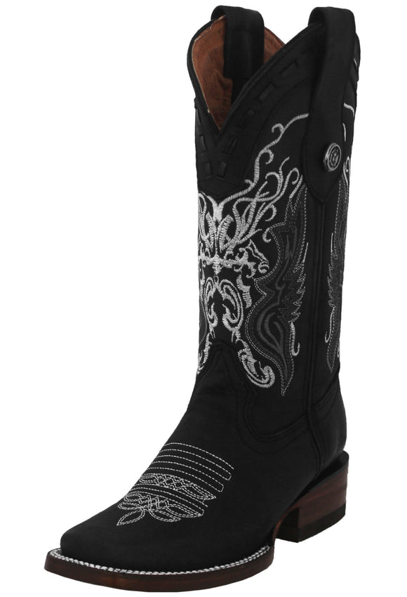 Womens Dallas Black Western Boots Leather - Square Toe