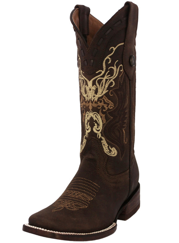 Womens Dallas Dark Brown Western Boots Leather - Square Toe