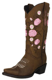Womens Rosaura Honey Brown Western Boots Leather - Snip Toe