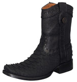 Mens #182R Black Cowboy Boots Snake Print Zipper - Square Toe