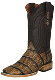 Mens #105N Sand Cowboy Boots Alligator Big Belly Print - Square Toe