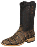 Mens #105N Rustic Sand Cowboy Boots Alligator Big Belly Print - Square Toe
