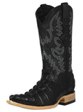 Mens Black Cowboy Boots Crocodile Tail Print - 3X Toe