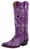 Womens "I Do' Purple Wedding Boots Leather - Snip Toe