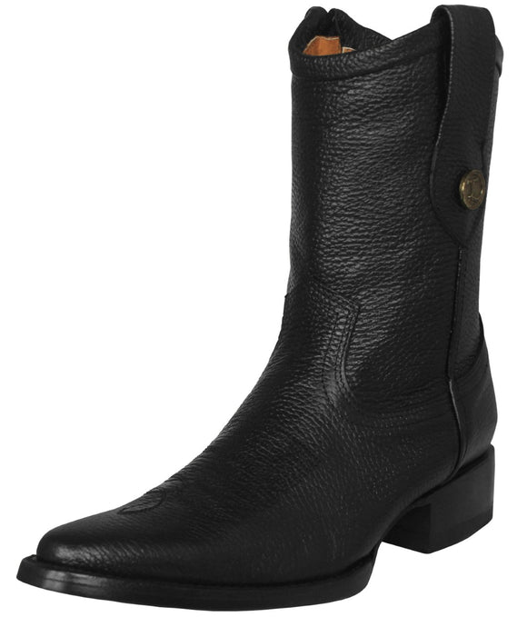 Mens Dean Black Western Boots Leather Zipper - J Toe