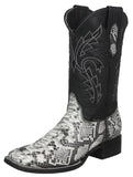 Mens #182 Natural Cowboy Boots Snake Print Leather - Square Toe
