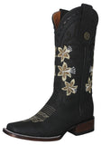 Womens Annie Matte Black Western Boots Leather - Square Toe