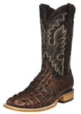 Mens Brown Cowboy Boots Crocodile Tail Print - Square Toe