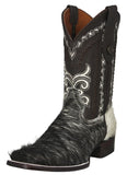 Mens Brown Cowboy Boots Real Cow Hair Leather - Square Toe