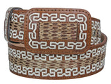 Light Brown #497 Western Belt Embroidered Leather - Removable Buckle